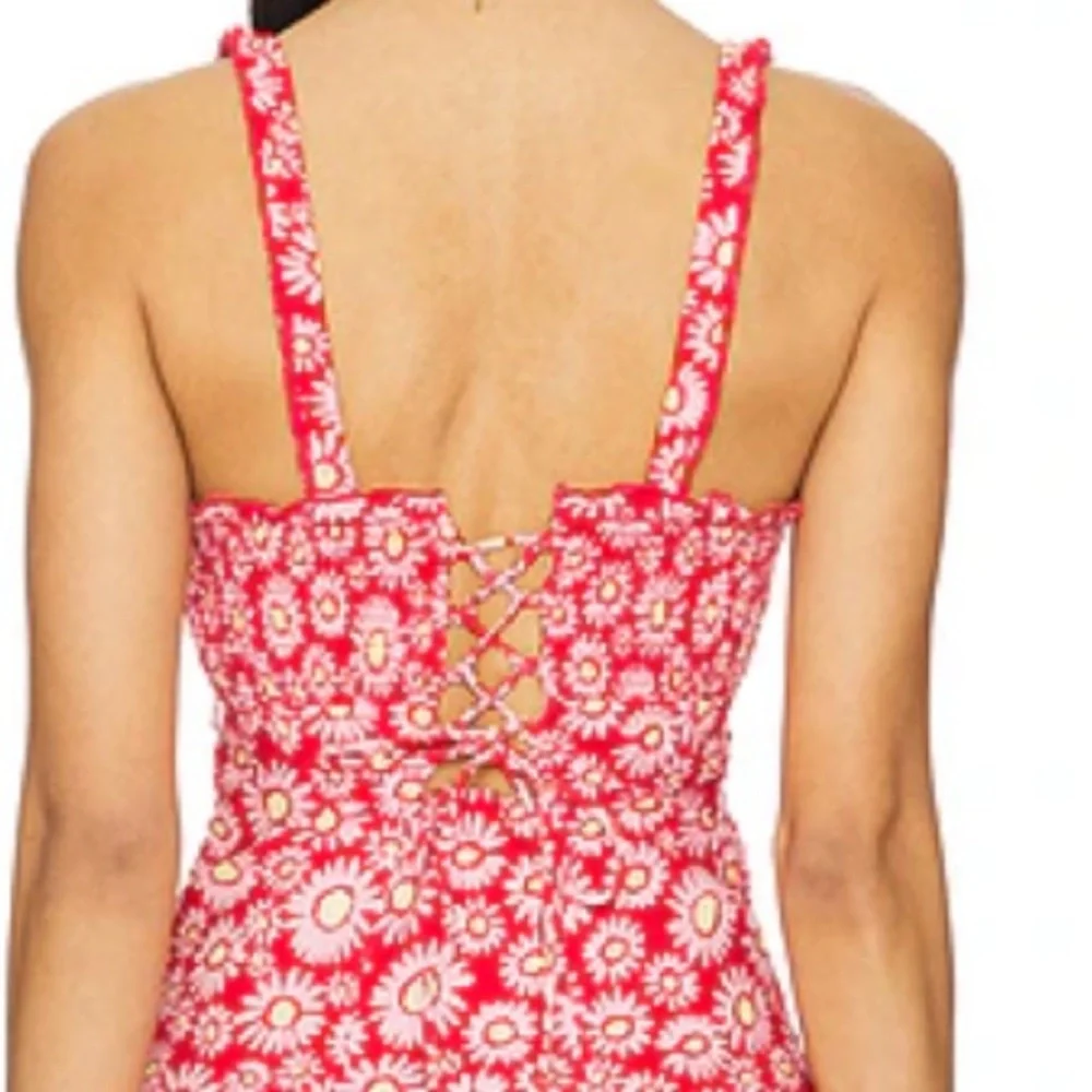 Free People Lucinda Printed Midi Dress in Tomato Daisy NWT